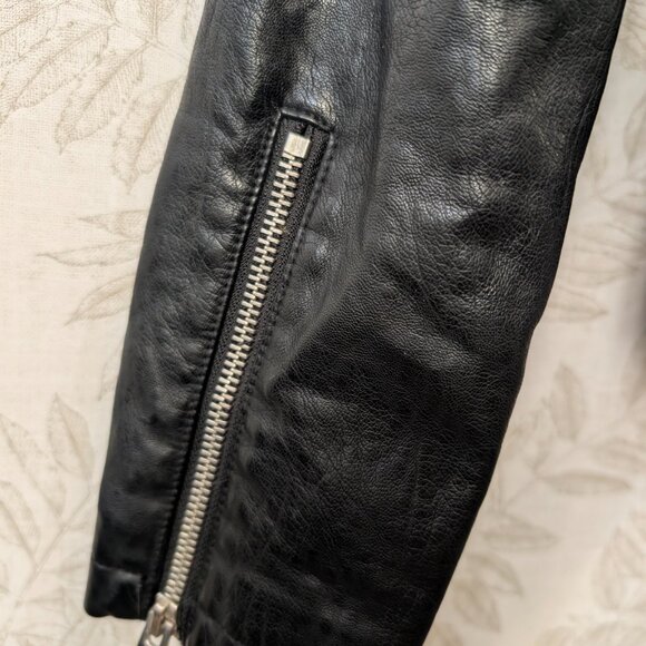 Topshop Faux Leather Moto Jacket Black Size 6 Vintage Style Full Zip - Picture 11 of 13